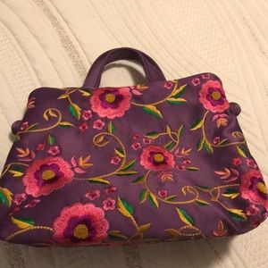 Neiman Marcus Collection Purple Floral Make Up Bag